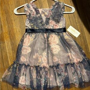 Floral Navy and Pink Kids Dress